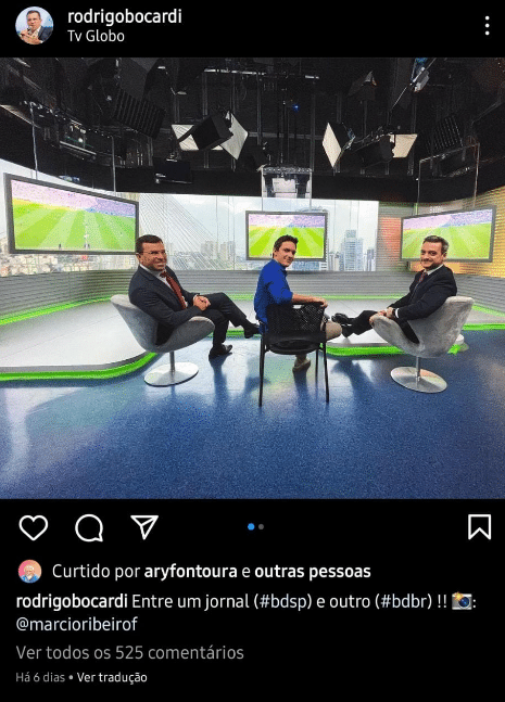 O famoso âncora do Bom Dia São Paulo da Globo chamou atenção ao compartilhar foto dos bastidores do telejornal (Foto: Reprodução)