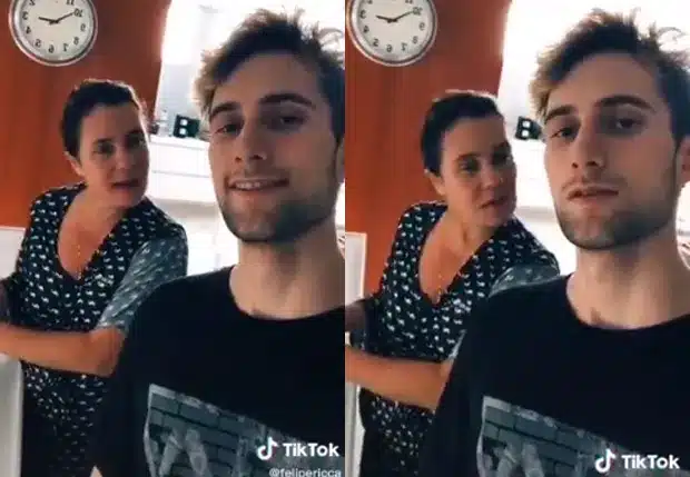 Felipe Ricca e Adriana Esteves no Tiktok (Foto Reprodução/Internet)