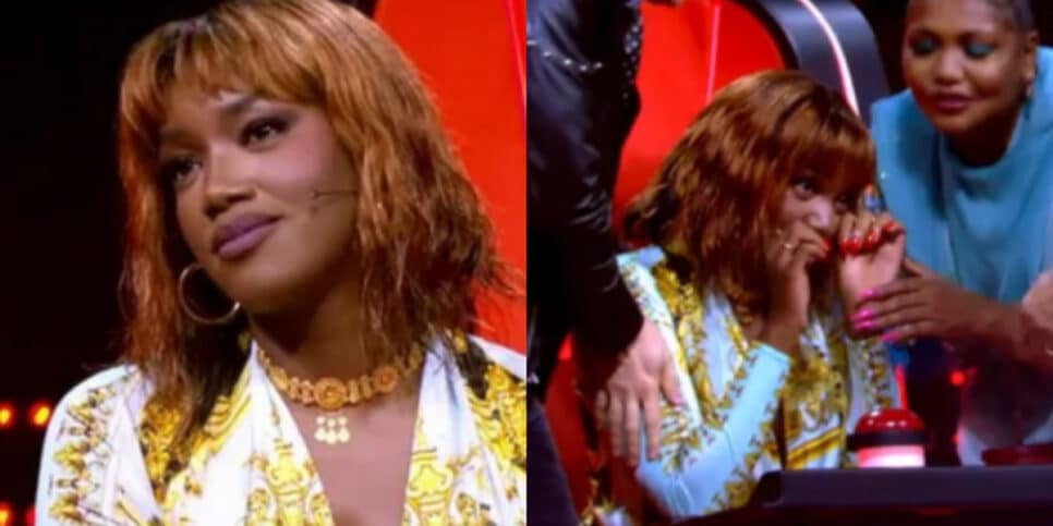 Iza não conseguiu controlar as lágrimas e a emoção (Foto Reprodução/Montage/AaronTura Tv)