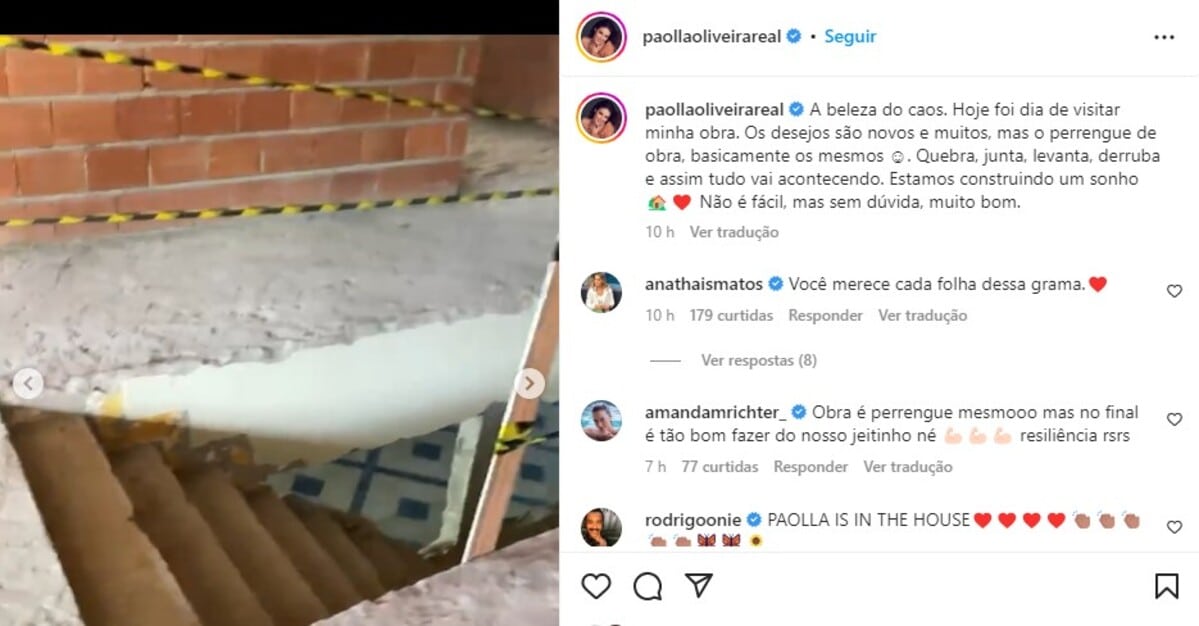 Postagem de Paolla Oliveira no Instagram