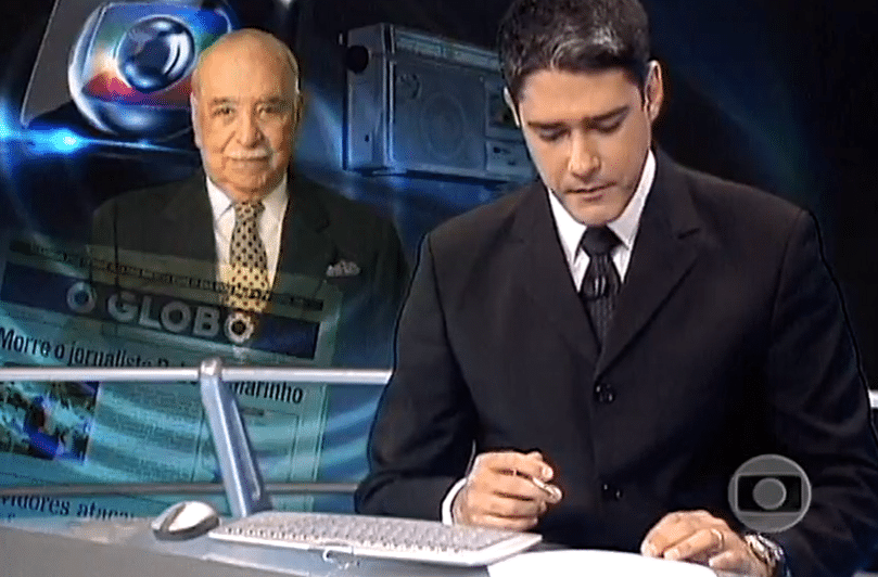 William Bonner chorou ao noticiar sobre a morte de Roberto Marinho (Foto Reprodução/Internet)