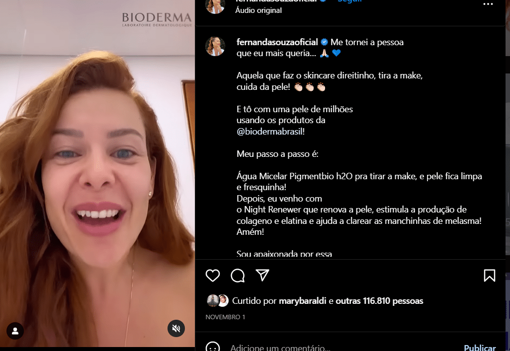 Fernanda Souza surgiu sem maquiagem e causou alvoroço nas redes (Foto Reprodução/Instagram)