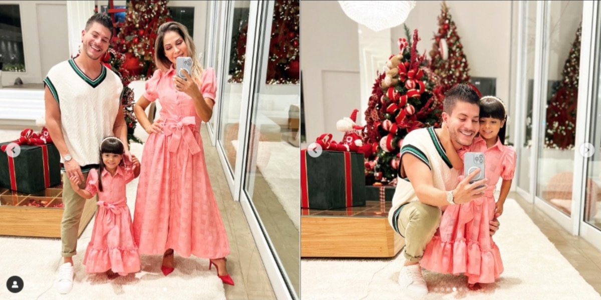 Arthur Aguiar, Sophia e Maíra Cardi juntos no natal (Imagem Reprodução Instagram)