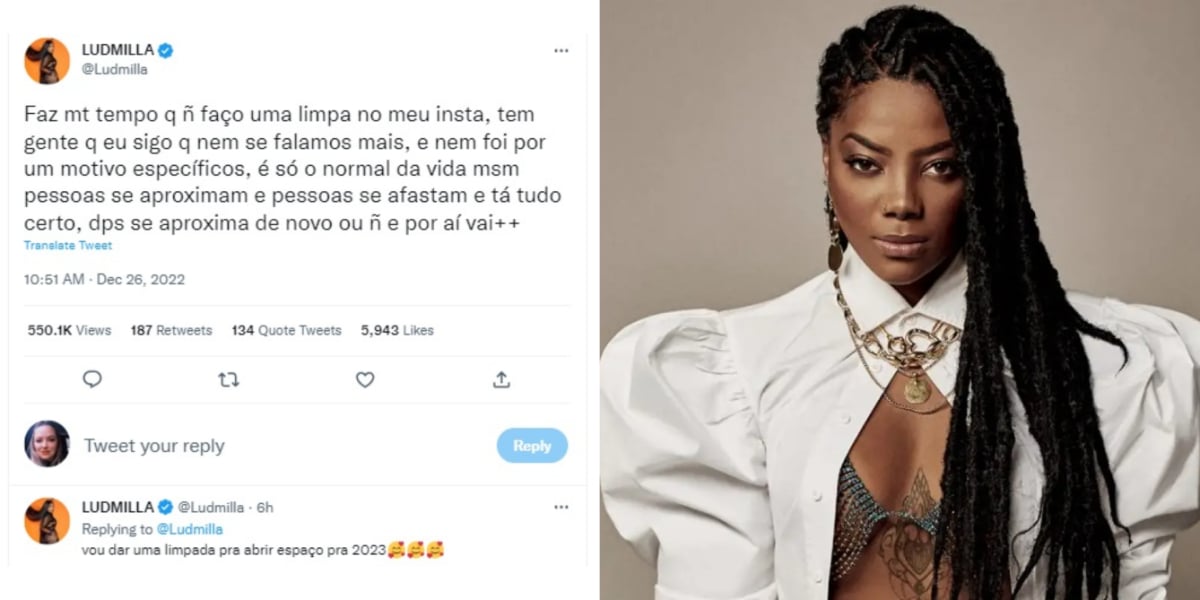 Ludmilla revela que vai excluir pessoas de sua conta do Instagram (Imagem Reprodução Internet/Twitter)