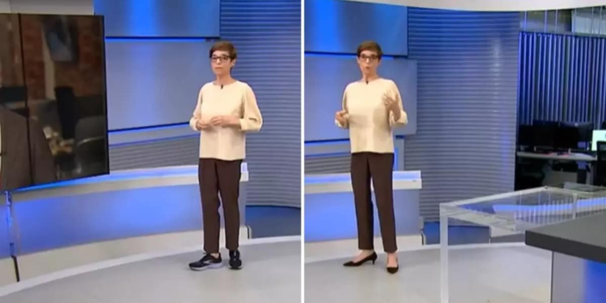 Renata Lo Prete aparece com detalhe no look ao apresentar Jornal da Globo (Imagem Reprodução Internet)