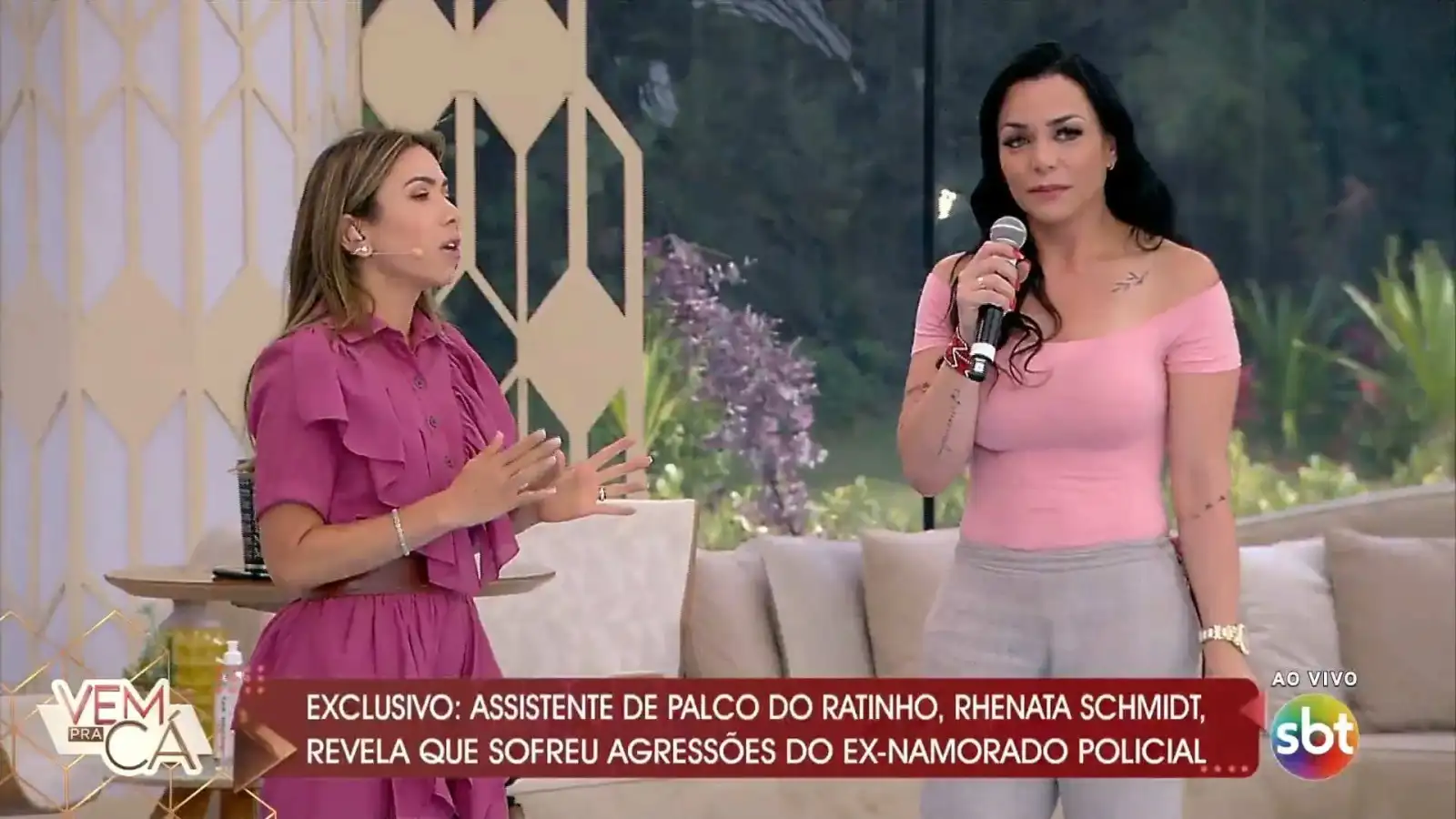 Rhenata Schimidt no "Vem pra Cá" com Patrícia Abravanel  (Foto Reprodução/Internet)