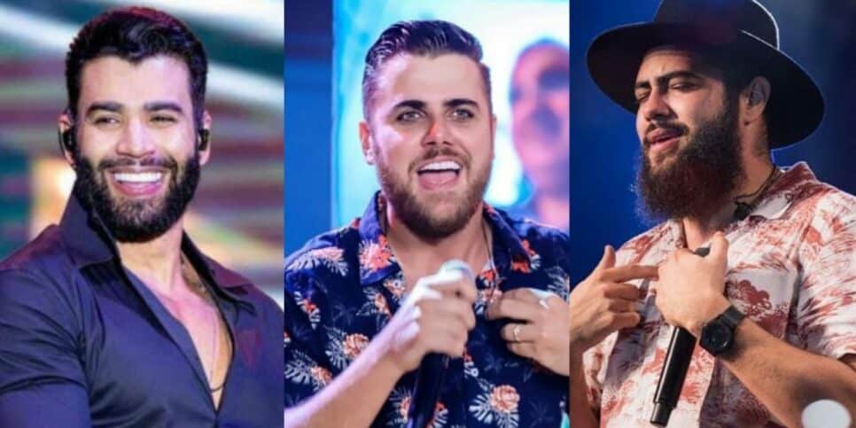 Gusttavo Lima, Zé Neto e Henrique exibem volumão apenas de sunga (Foto: Reprodução/Montagem)