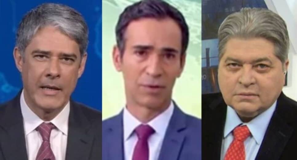Jornalistas de sucesso na TV: Bonner, Tralli e Datena já choraram de soluçar ao vivo e motivo foi estarrecedor (Foto: Reprodução / Globo / Band)