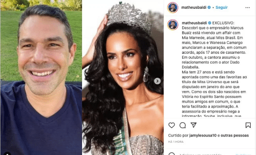 O empresário assumiu relação com Miss após terminar casamento com cantora (Foto: Reprodução)