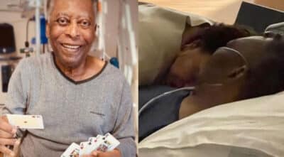 Com estrutura montada para um possível funeral na Vila Belmiro, filha mostra Pelé no hospital e afasta boatos de morte (Foto: Reprodução / Instagram)