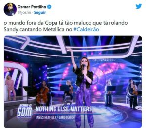 Sandy arrancou elogios do público do Caldeirão com Mion (Foto: Reprodução / Twitter)