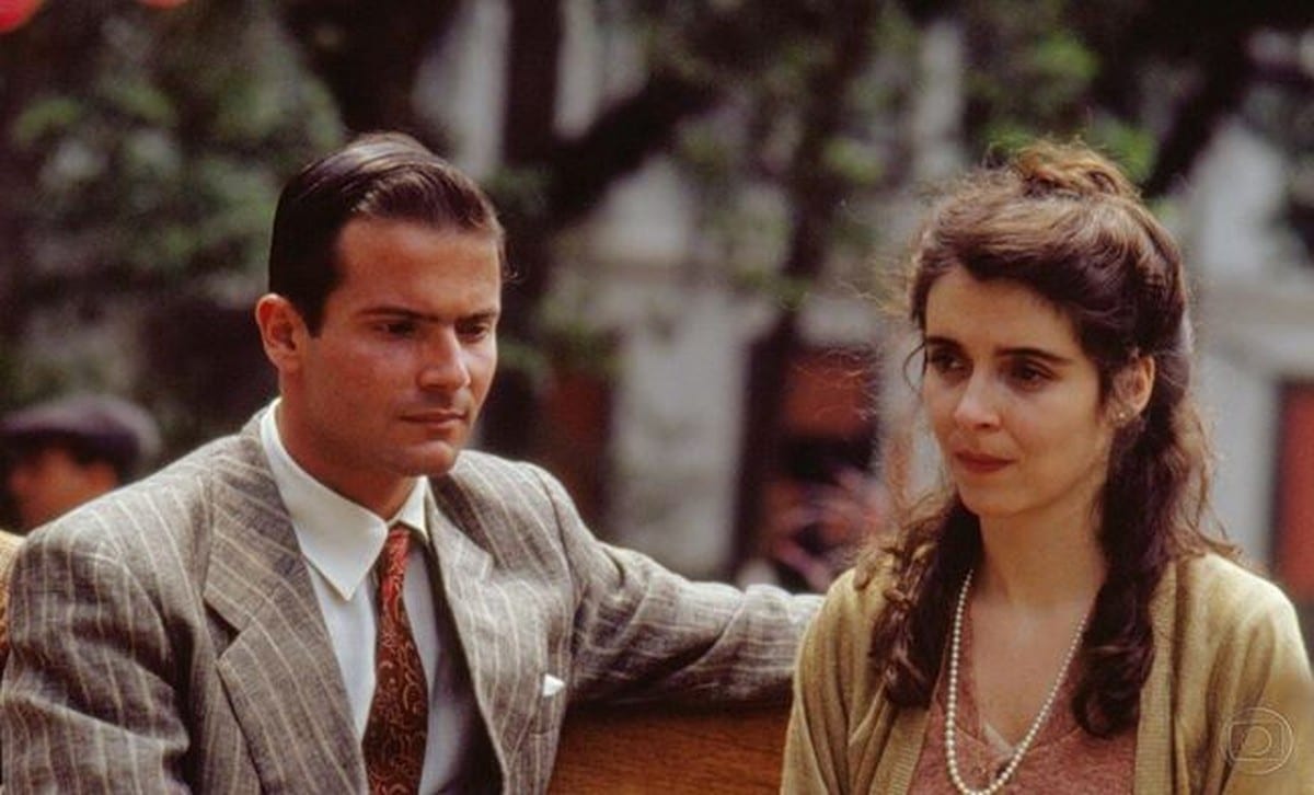 Lauro Corona e Deborah Evelyn em sua última novela Vida Nova (1988)