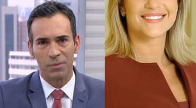 Antes de Ticiane Pinheiro, César Tralli foi casado com linda jornalista da Globo e muitos nem sabiam da relação (Foto: Reprodução / Globo / Montagem HoraDoBenefício)