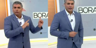 Joel Datena se irritou ao vivo após ser interrompido (Foto Reprodução/Montagem/AaronTura Tv)