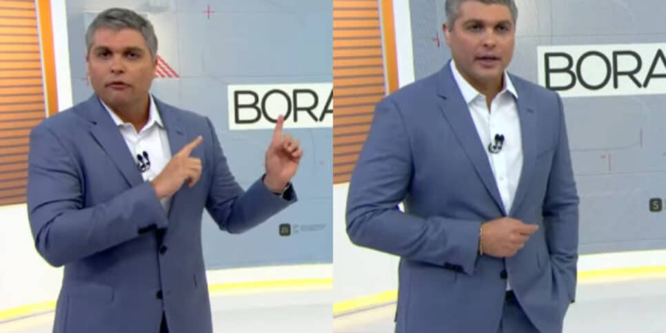 Joel Datena se irritou ao vivo após ser interrompido (Foto Reprodução/Montagem/AaronTura Tv)