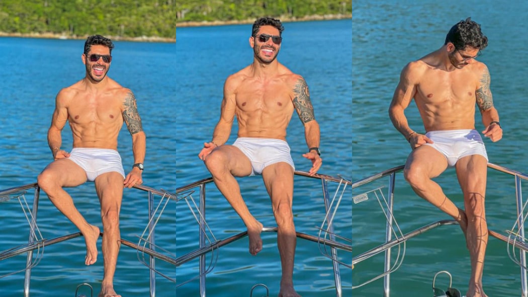 Rodolffo Matthaus posta foto no Instagram de sunga branca e enlouquece a Web (Foto Reprodução/Montagem/ Aaron Tura Tv/Instagram)
