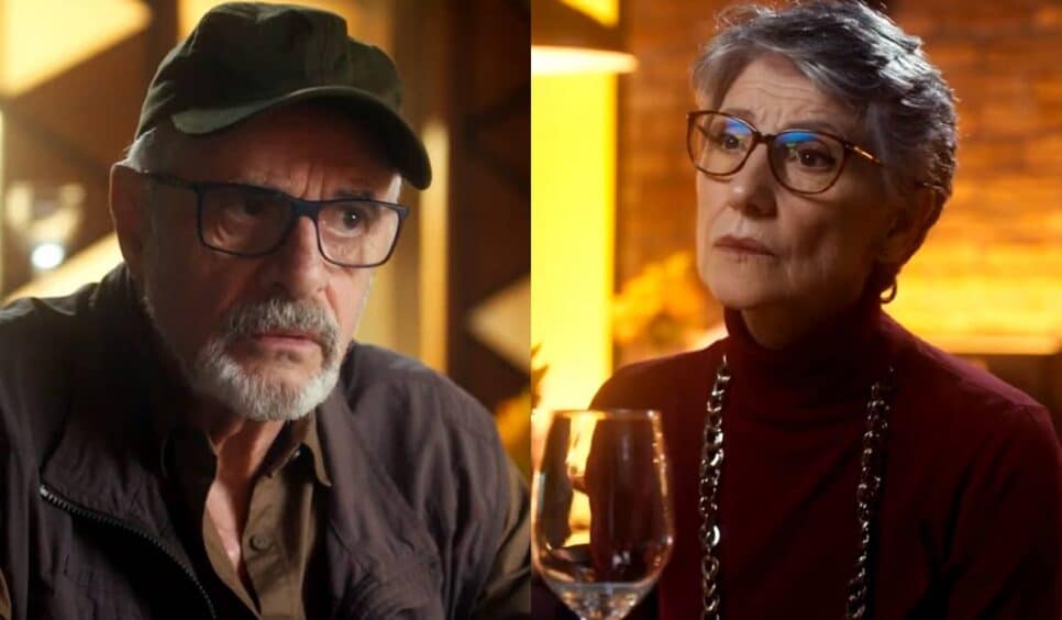 Dante (Marcos Caruso) e Cidália (Cássia Kis) na novela Travessia