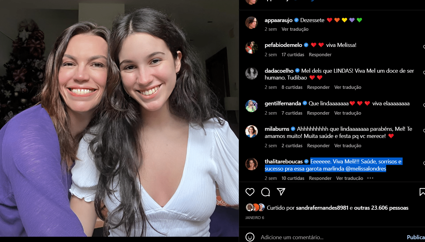 Publicação de Ana Paula Araújo enaltecendo a beleza e a vida da filha (Foto Reprodução/Instagram)