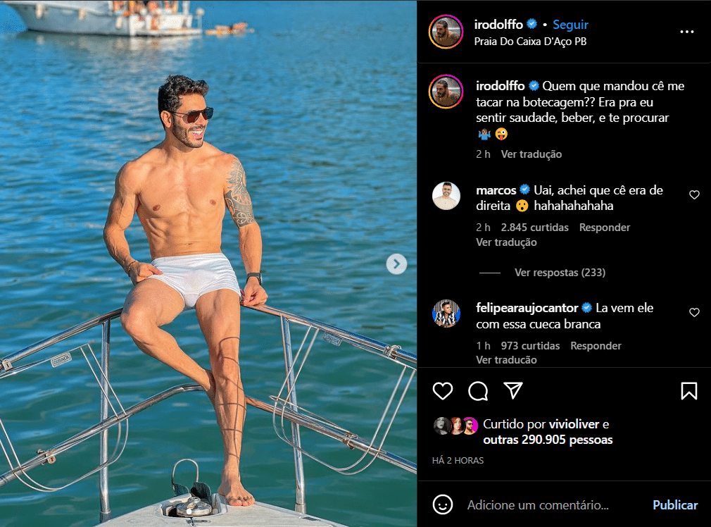 Postagem de Rodolffo Matthaus (Foto Reprodução/Instagram)