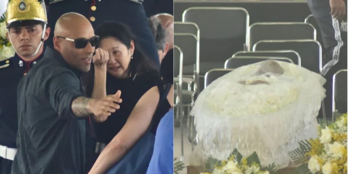 Edinho e Marcia Aoki se despedindo de Pelé (Imagem Reprodução Agnews)