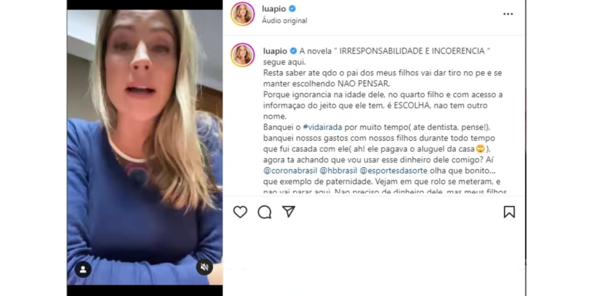 Após se negar pagar valor integral da pensão Luana Piovani expõe Pedro Scooby (Imagem Reprodução Instagram)