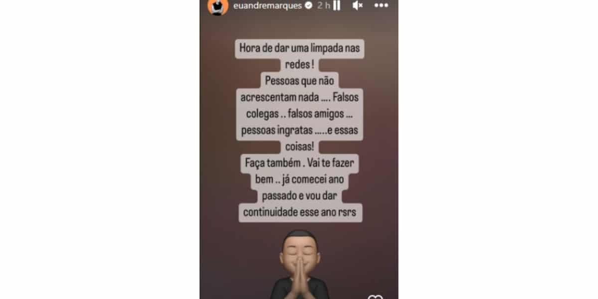 André Marques faz limpa em suas redes sociais (Imagem Reprodução Instagram)