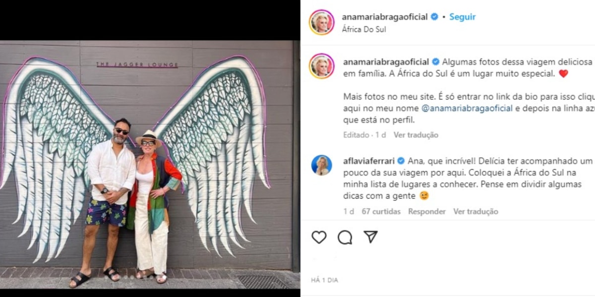 Ana Maria Braga posta primeira foto com o namorado (Imagem Reprodução Instagram)