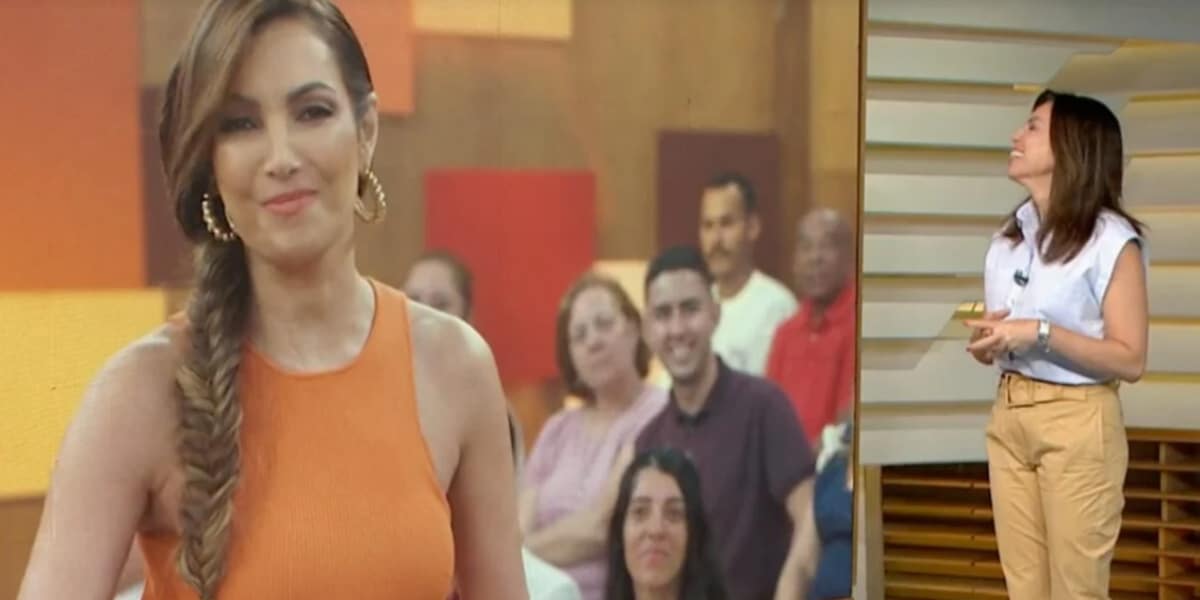 Ana Paula Araújo debocha de plateia repetida no Encontro ao falar com Patrícia Poeta (Imagem Reprodução Globo)