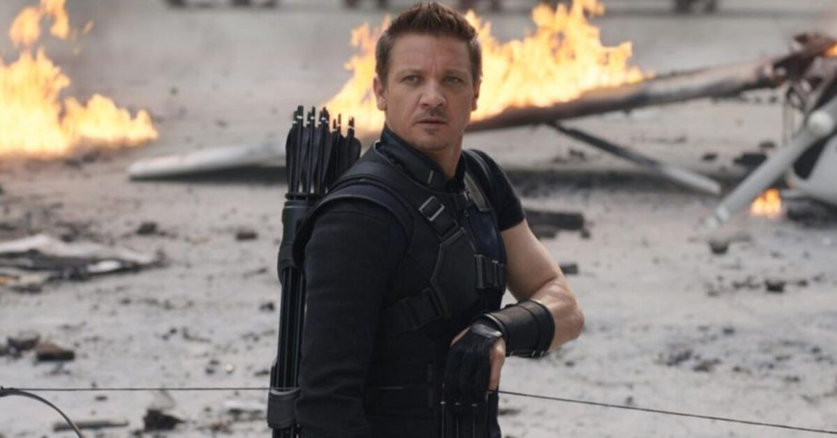 Ator Jeremy Renner o Gavião Arqueiro do filme Vingadores da Marvel