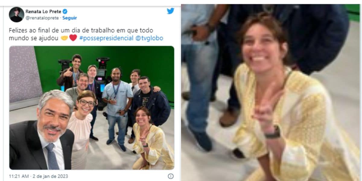 Renata Lo Prete expõe Bonner nos bastidores e detalhe na foto chama atenção: "Feliz"