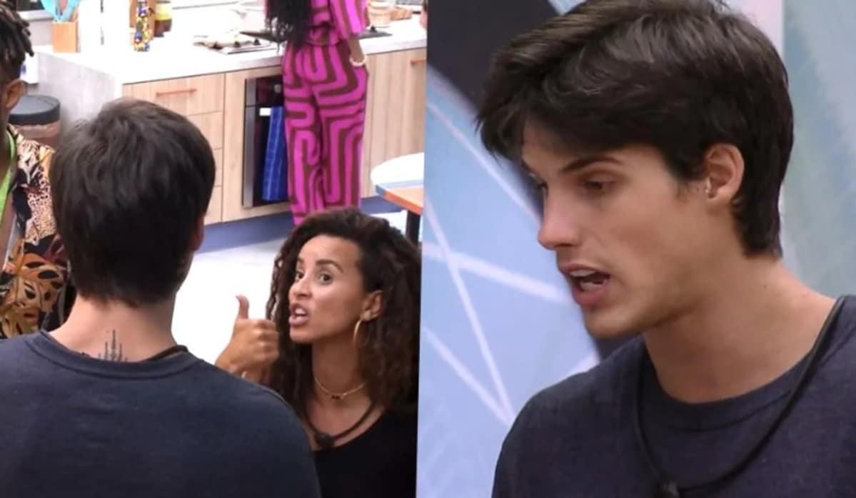 Momento da discussão entre Gabriel e Domitila no BBB23 da Globo