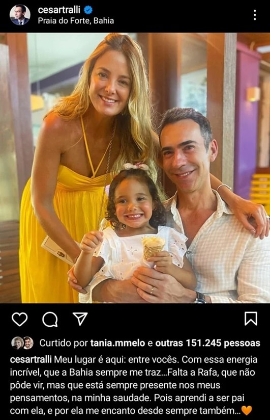 César Tralli postou foto em família, marcou lugar de descanso e viralizou com resort de luxo que estava