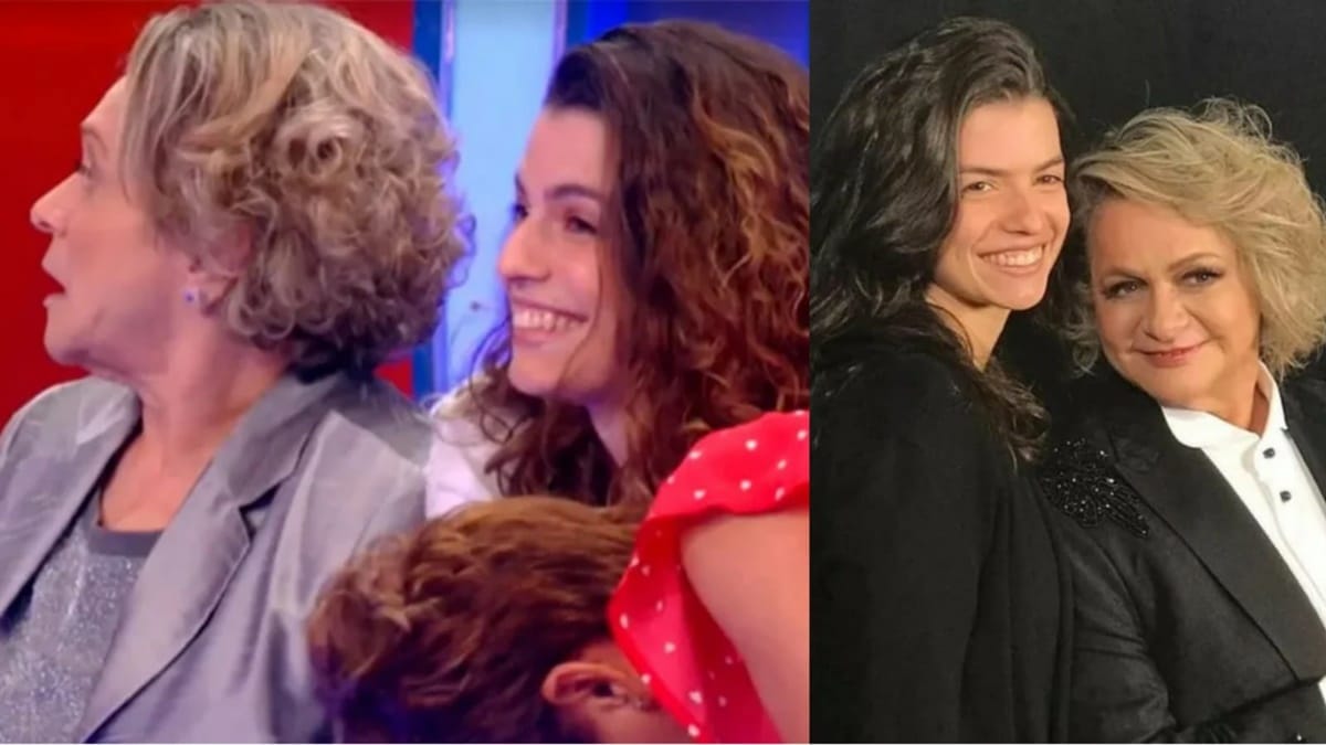 Fafy Siqueira no Caldeirão com sua esposa, Fernanda Lorenzoni ; ela estão juntas há 6 anos (Fotos: Reprodução/Globo)