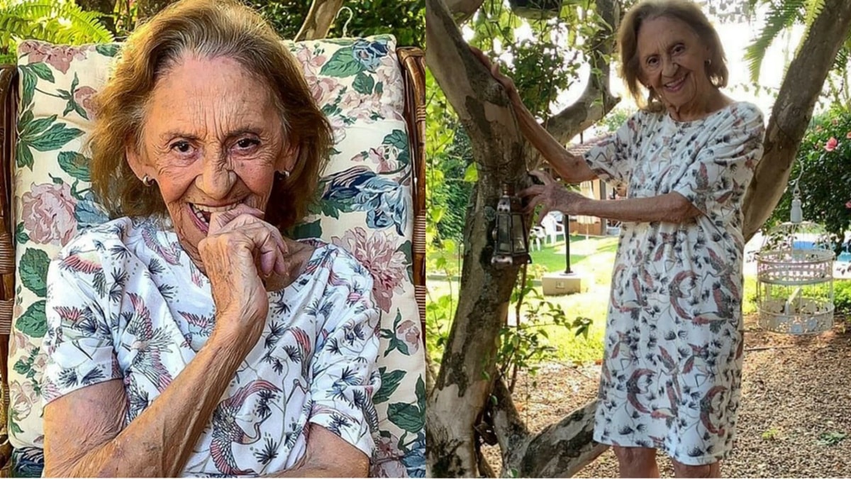 A atriz Laura Cardoso, aos 95 anos, em sua propreidade