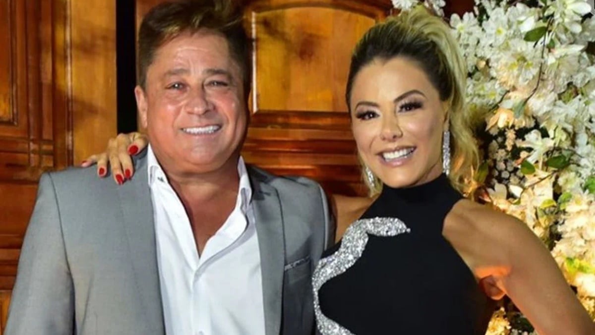 O famoso cantor sertanejo, Leonardo ao lado de sua esposa, Poliana Rocha (Foto: Reprodução)