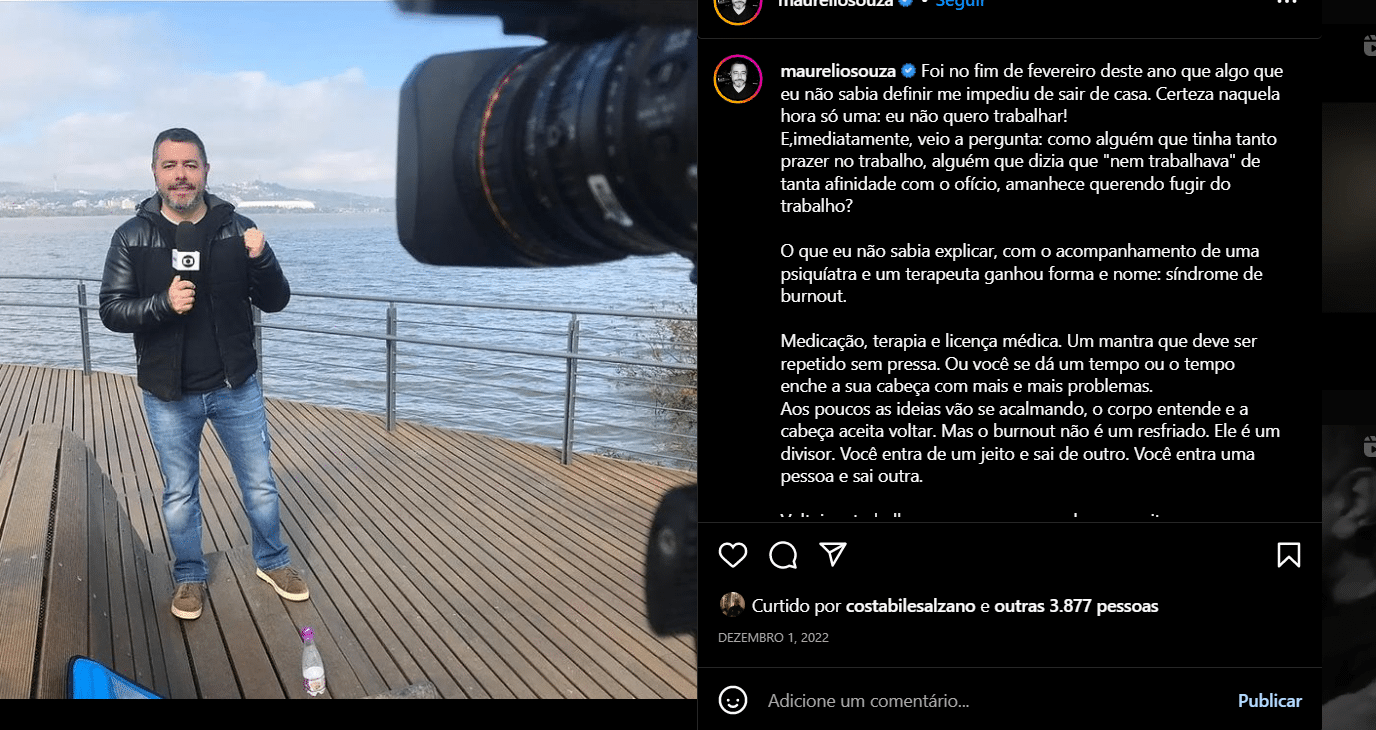 Marco Aurélio fez uma publicação a respeito do seu afastamento da emissora e explicou melhor sobre a doença que o afligiu (Foto Reprodução/Instagram)