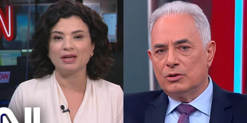 William Waack e Raquel Landim discutem durante programa (Imagem Reprodução CNN)