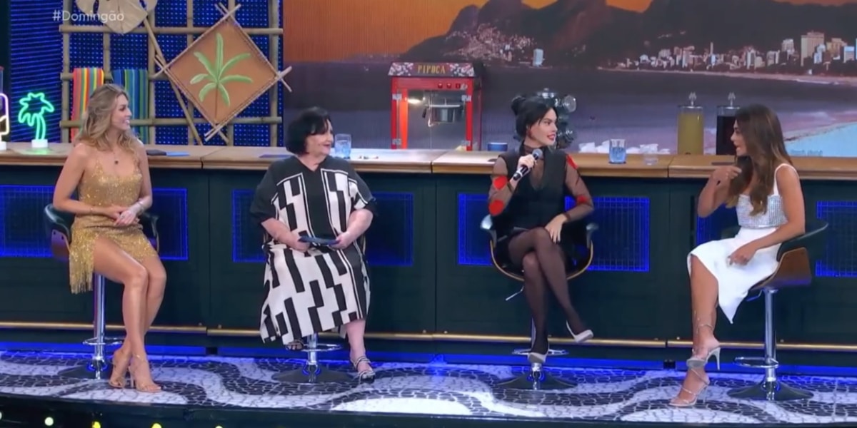 Lívia Andrade, Dona Deia Lucia, Letícia e Juliana Paes no Domingão (Imagem Reprodução Gshow)