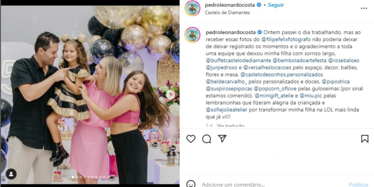 Leonardo não vai ao aniversário da neta, filha de Pedro Leonardo (Imagem Reprodução Instagram)