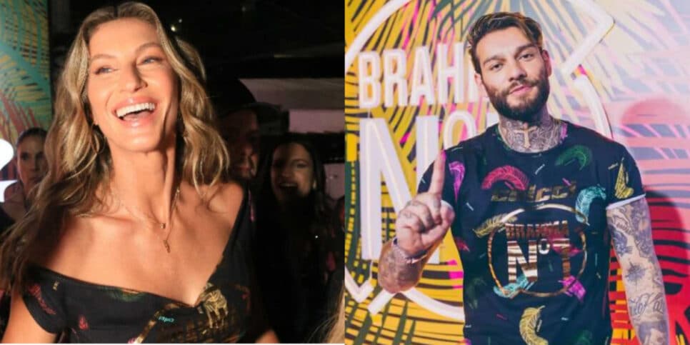Gisele Bündchen e Lucas Luccos foram uma das presenças na noite de desfile na Sapucaí (Imagem Reprodução Internet)