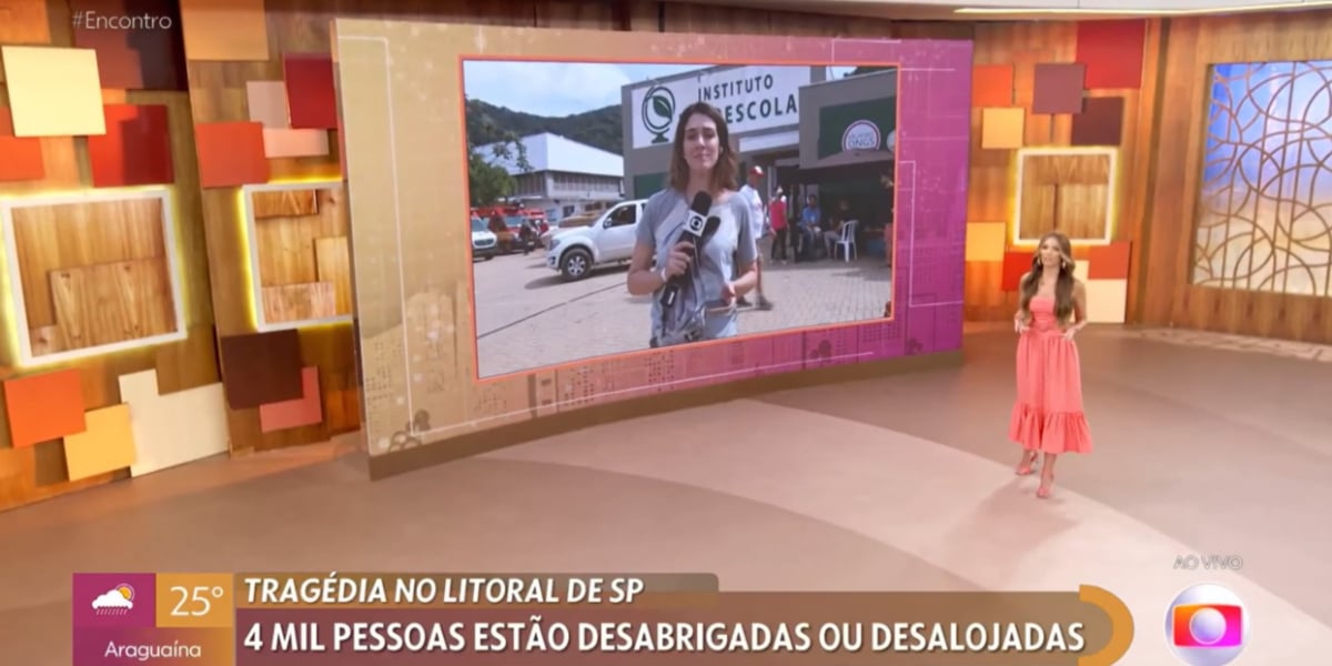 Repórter do Encontro chora ao vivo e é consolado por Patrícia Poeta (Imagem Reprodução Globo)