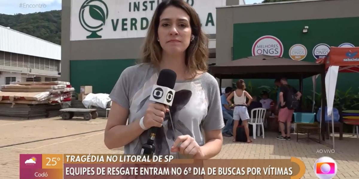 Repórter do Encontro chora ao vivo e é consolado por Patrícia Poeta (Imagem Reprodução Globo)