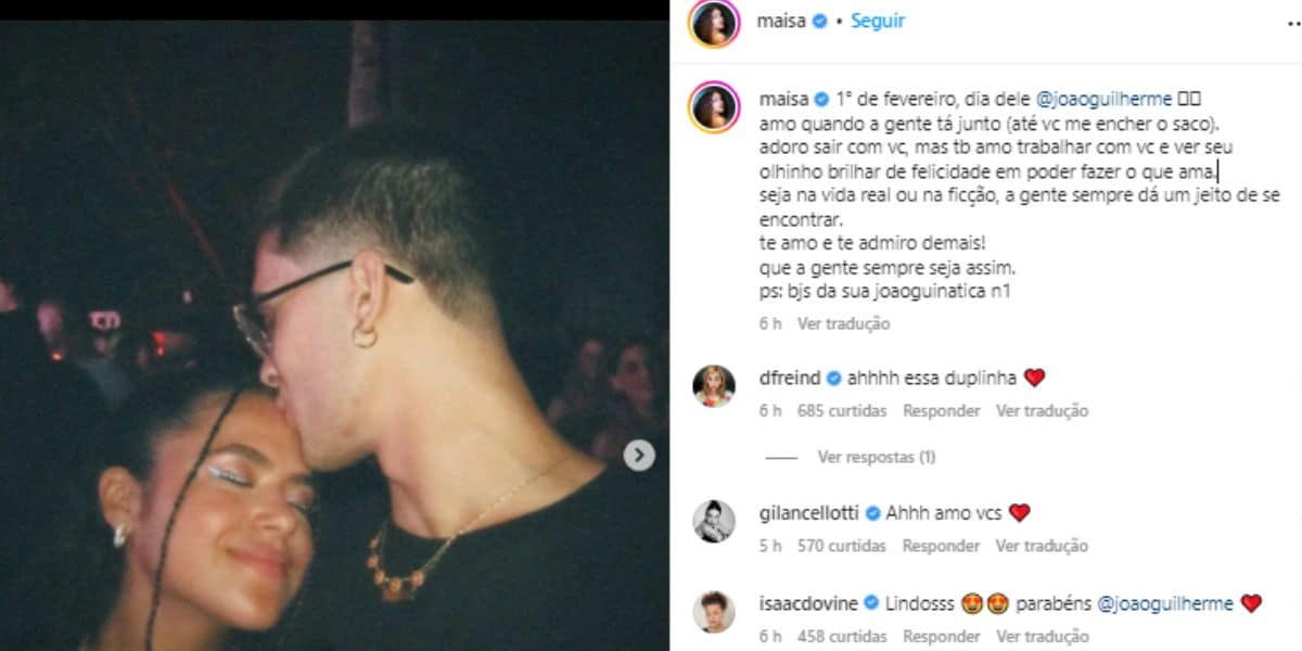 Após boatos de namoro, Maisa faz declaração emocionante para João Guilherme: "Amo quando a gente tá junto"