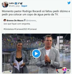 Carnaval ou pregação? Com discurso motivacional, Rodrigo Bocardi é detonado e chamado de 'pastor' (Foto: Reprodução / Twitter)