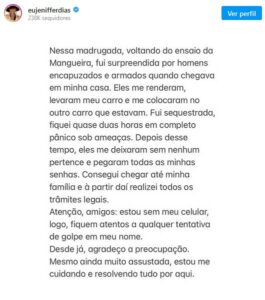 Atriz de Rensga Hits! foi sequestrada na madrugada (Foto: Reprodução / Instagram)