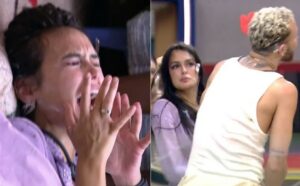 Larissa Santos se irritou com brincadeira de Fred no BBB23; web pede expulsão por agressão (Foto: Reprodução / Globoplay)