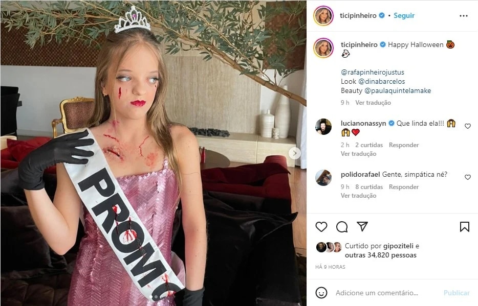 Ticiane Pinheiro mostrou visual de arrasar de Rafaella Justus no Halloween