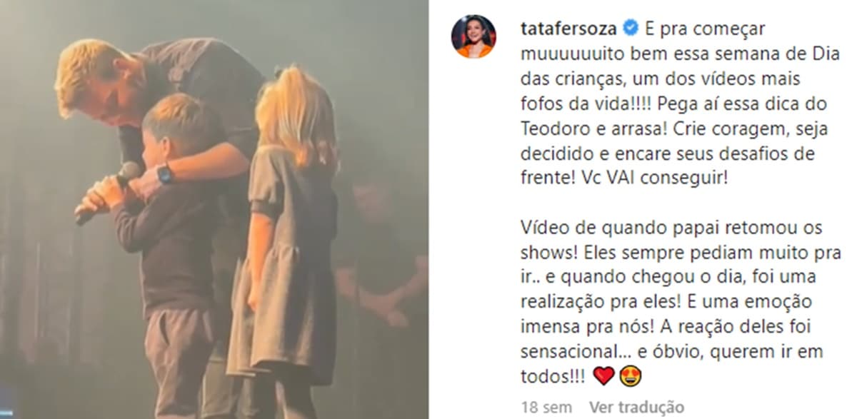 Thais Fersoza expõe vídeo de Teodoro falando o que sentia no show do pai