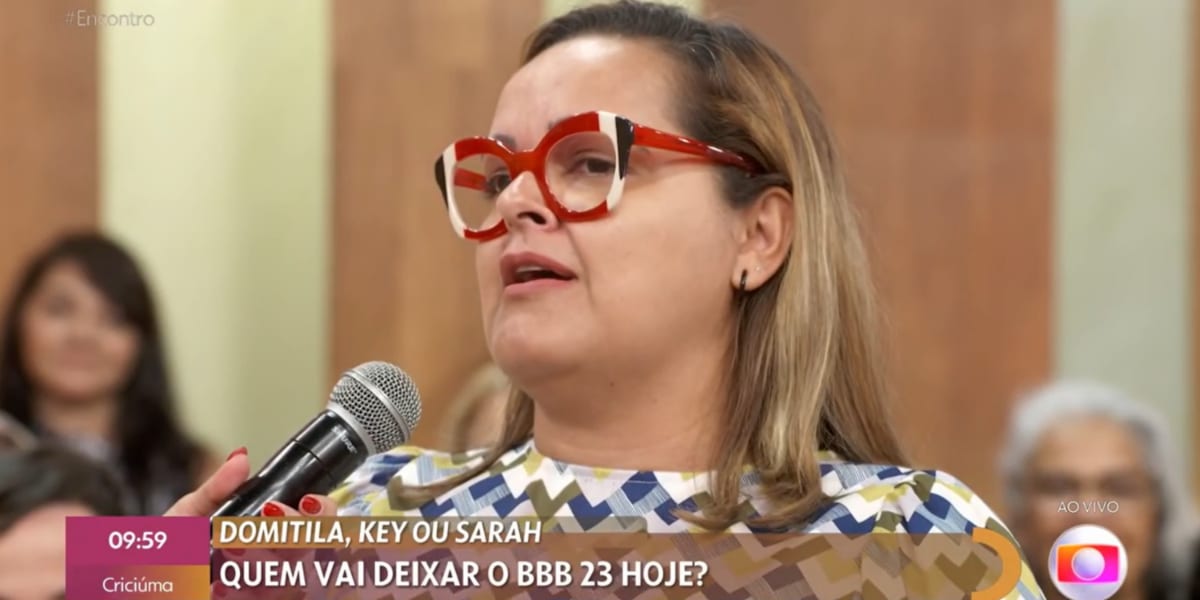 No Encontro, mulher da plateia surpreendeu Patrícia Poeta ao falar sobre BBB23 (Imagem Reprodução Globo)