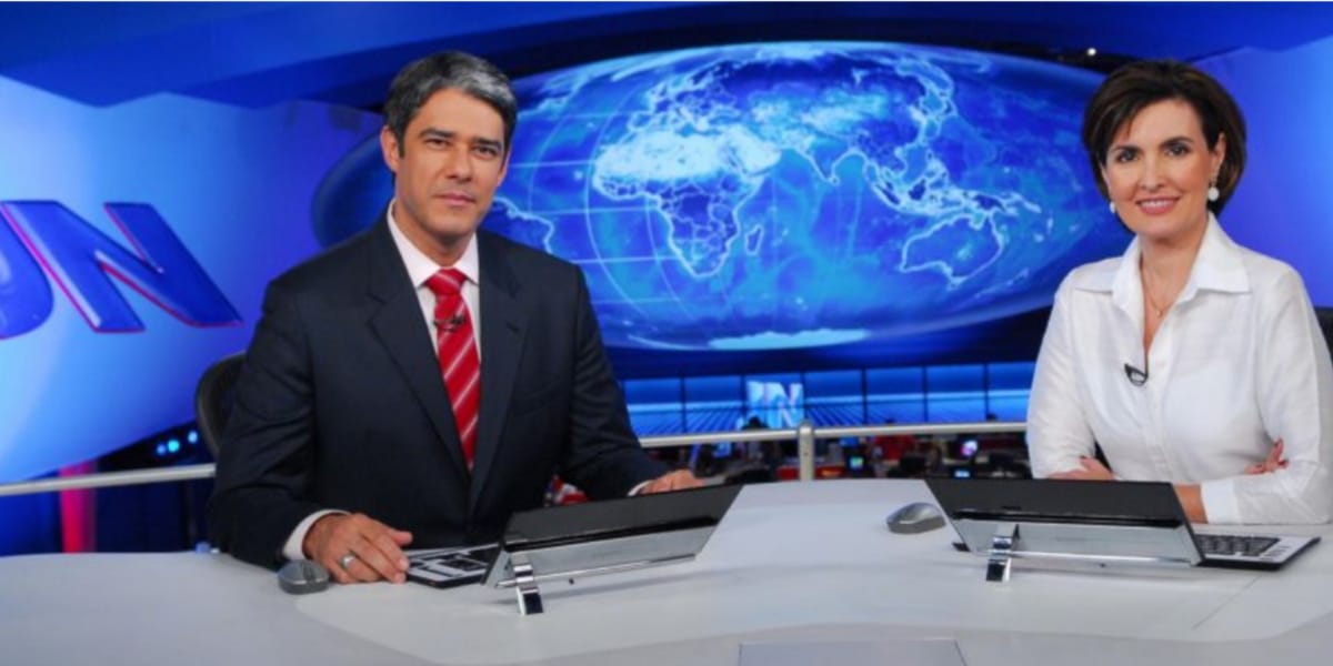 William Bonner e Fátima Bernardes na bancada do Jornal Nacional (Imagem Reprodução Internet)